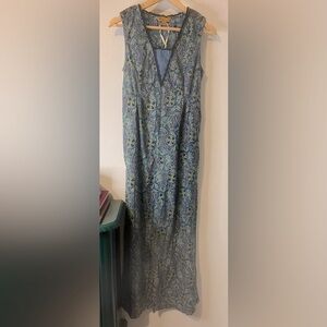 NWOT April Cornell 100% Cotton Scandinavian Floral‎ Blue & Green Jumpsuit Sz XS